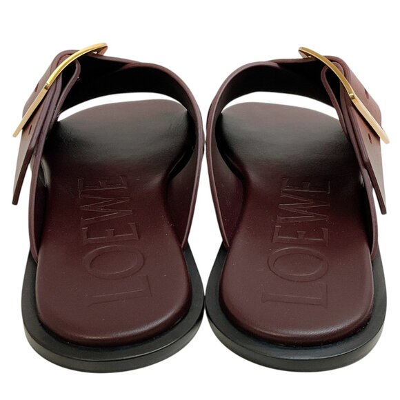 Loewe Burgundy Leather Petal Belt Flat Sandals - Picture 5 of 7